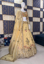Cream Fendy Silk Lehenga Choli with Embroidery Sequins Work