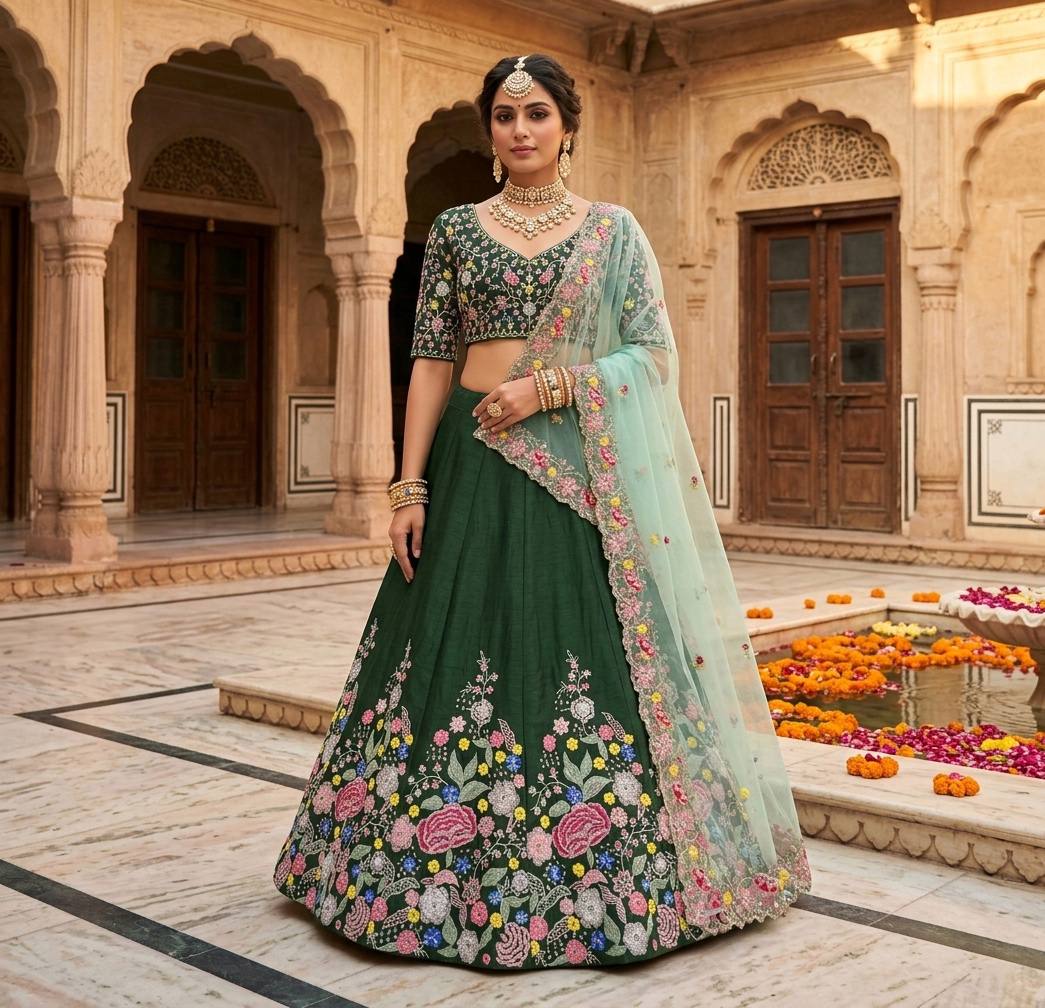 Premium Super Satin Silk Lehenga Choli with Embroidery Sequins Work