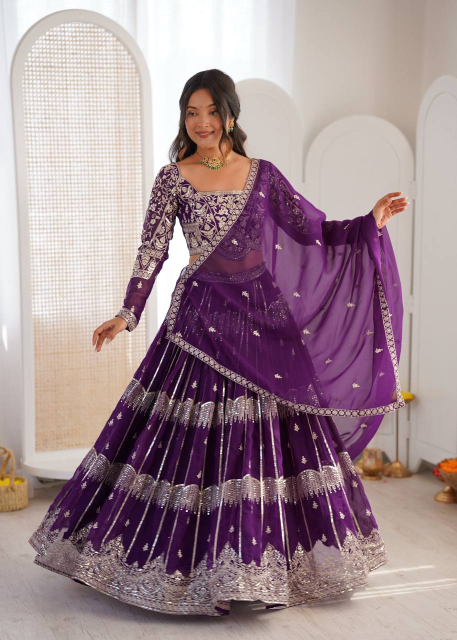 Purple color Designer Lehenga Choli for Wedding