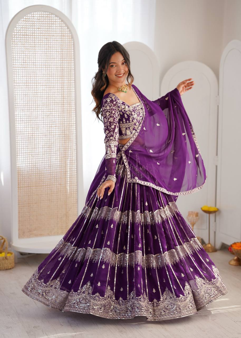 Purple color Designer Lehenga Choli for Wedding