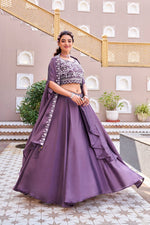 Light Purple Color Premium Pure Rangoli Silk Embroidered Lehenga Choli
