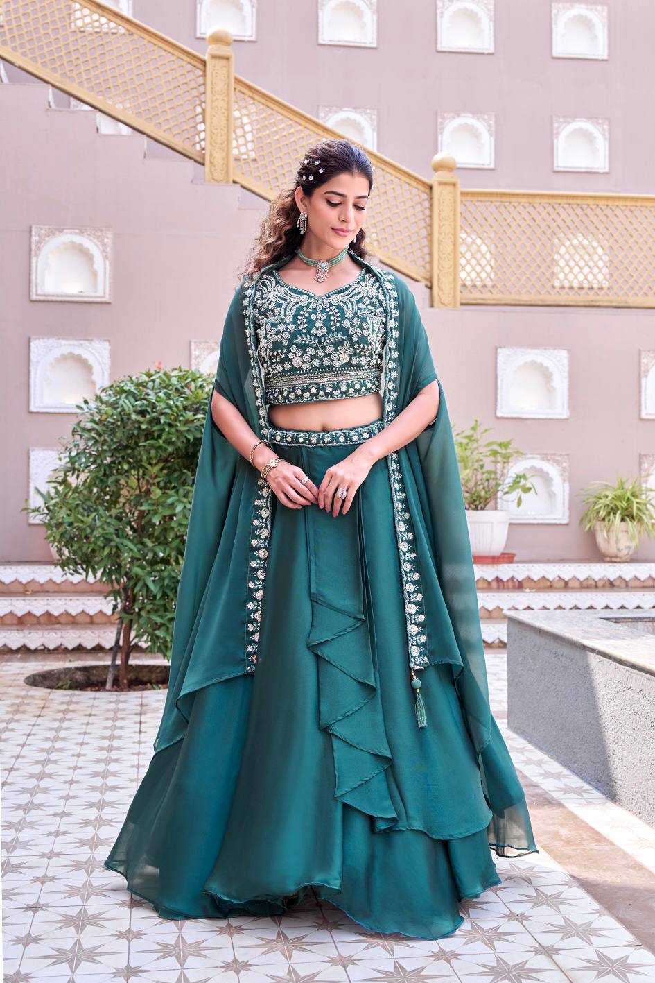 Premium Pure Rangoli Silk Embroidered Lehenga Choli
