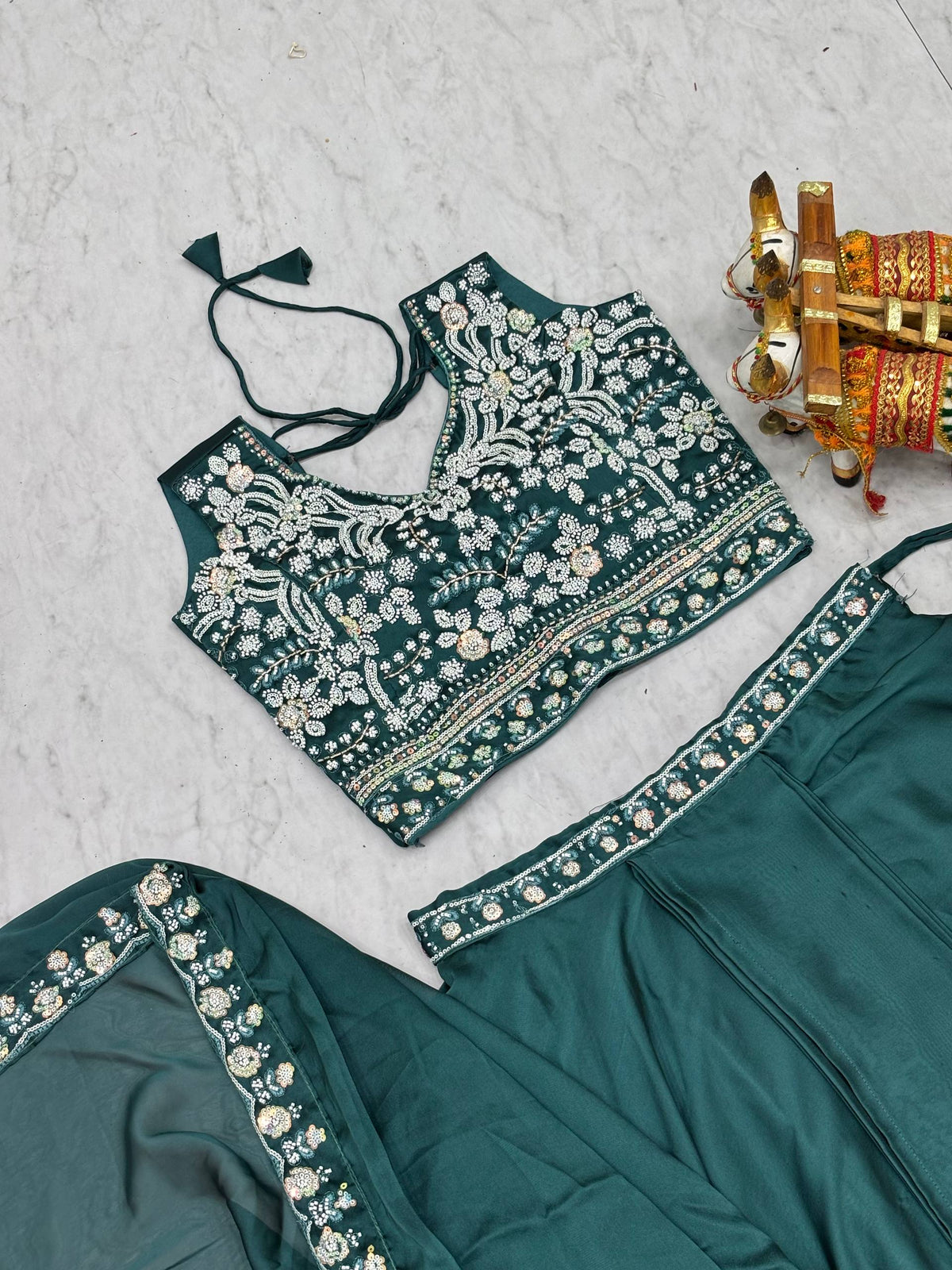 Premium Pure Rangoli Silk Embroidered Lehenga Choli