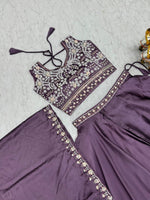 Light Purple Color Premium Pure Rangoli Silk Embroidered Lehenga Choli