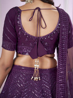 Buy Wine Purple Sequins Embroidered Lehenga Choli Online