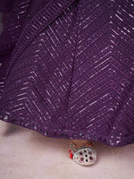 Buy Wine Purple Sequins Embroidered Lehenga Choli Online