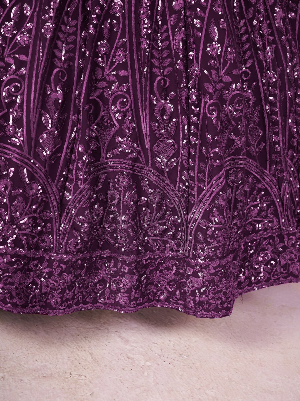 Buy Wine Purple Sequins Embroidered Designer Lehenga Choli Online