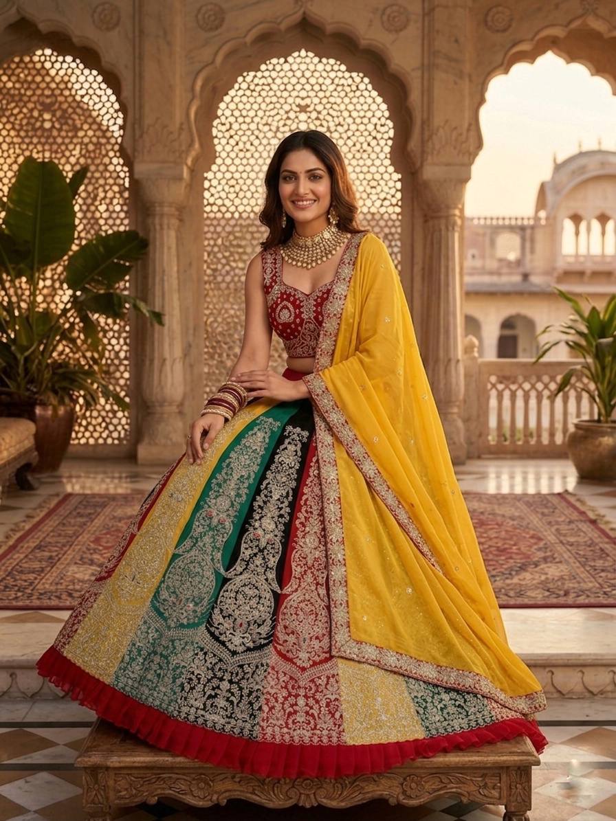 Premium Faux Georgette Lehenga Choli with Coding Sequins Work
