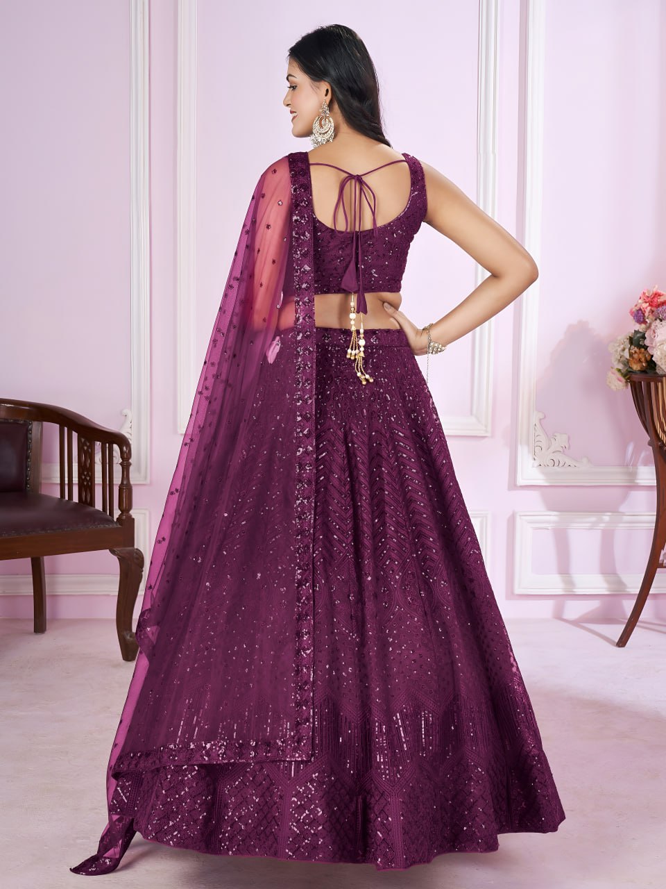 Buy Wine Purple Soft Net Designer Festive Lehenga Choli