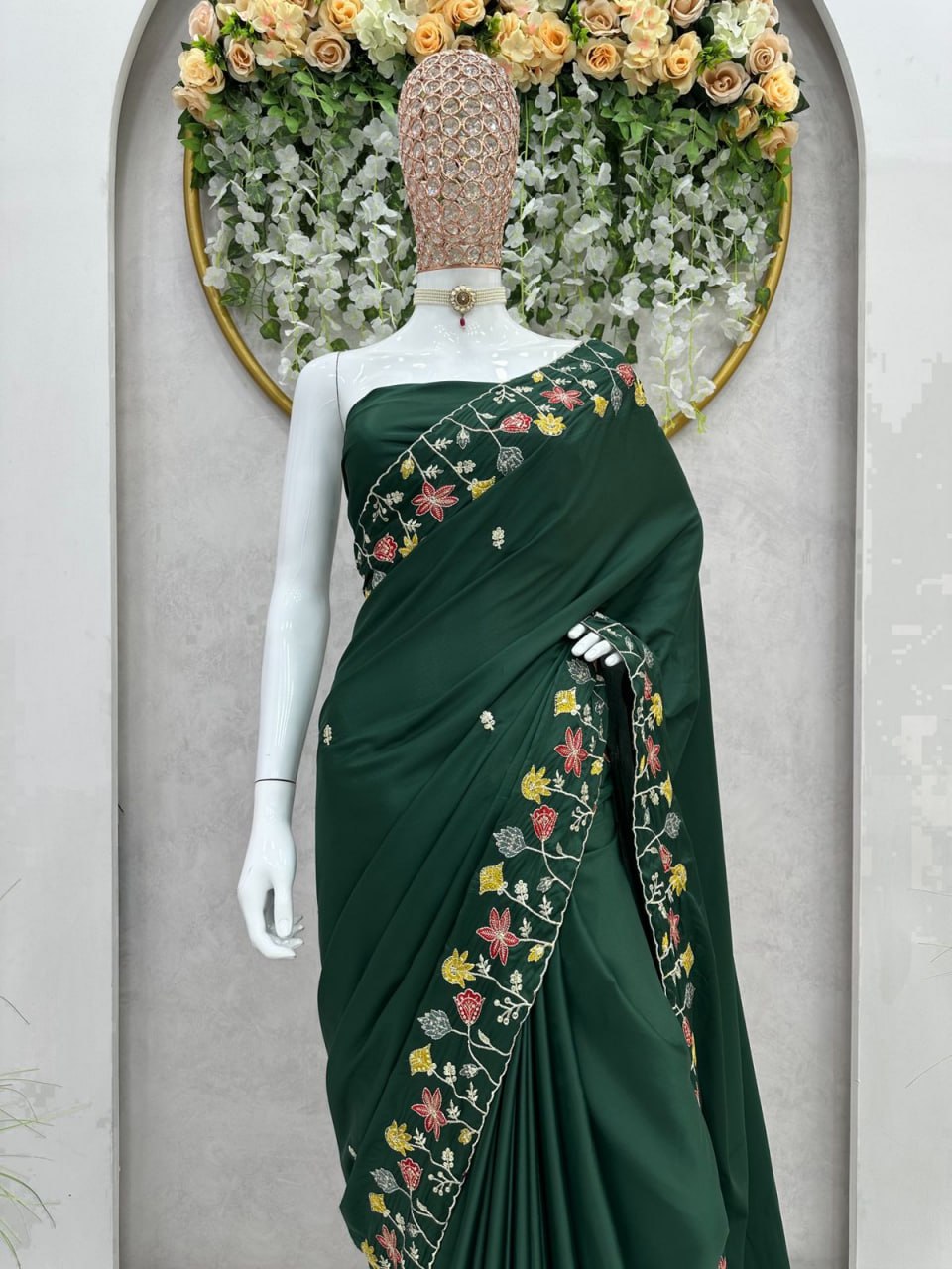 Buy Pure Green Silk Saree Online in India @ best price