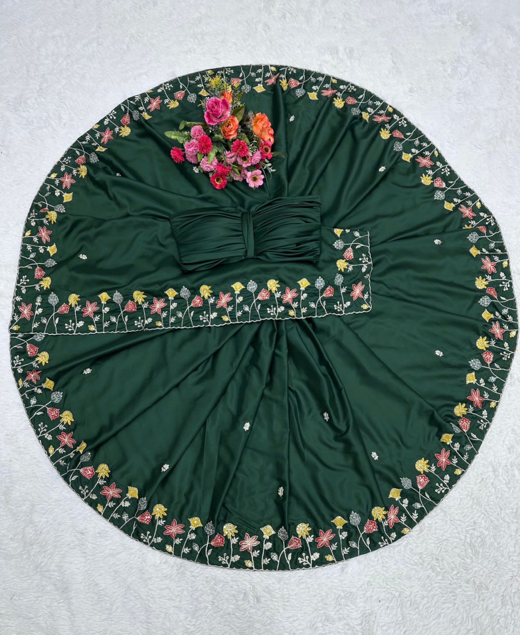 Buy Pure Green Silk Saree Online in India @ best price