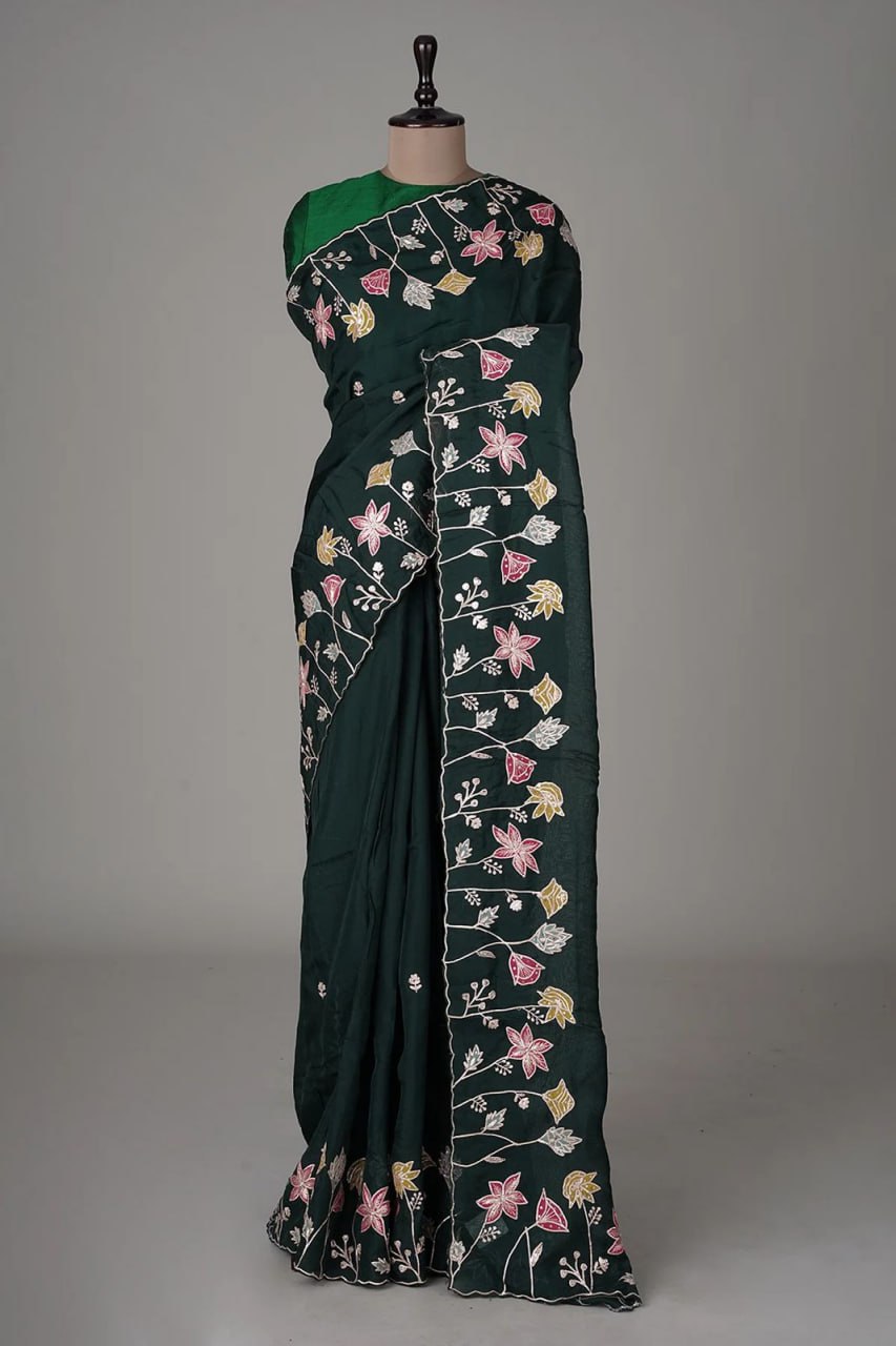 Buy Pure Green Silk Saree Online in India @ best price - Joshindia