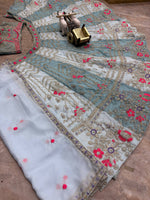 Sky Blue Premium Tabby Silk Lehenga Choli with Coding Sequins Work