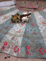 Sky Blue Premium Tabby Silk Lehenga Choli with Coding Sequins Work