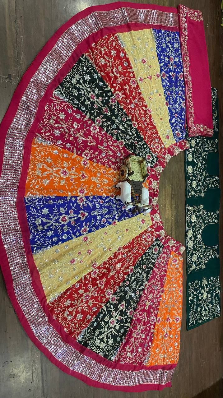 Designer Faux Georgette Sequins Embroidery Lehenga Choli