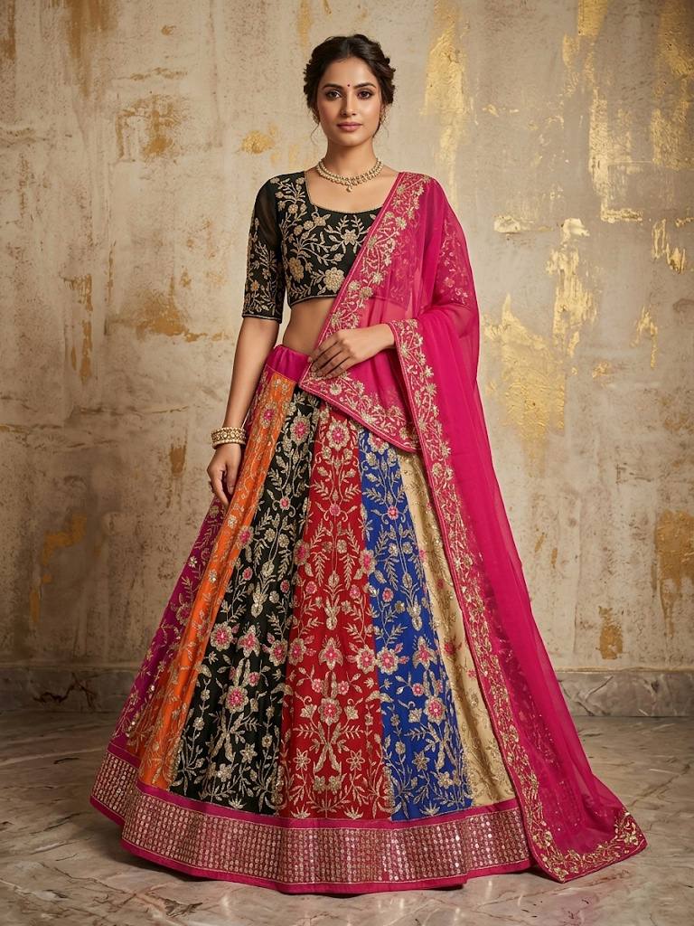 Designer Faux Georgette Sequins Embroidery Lehenga Choli