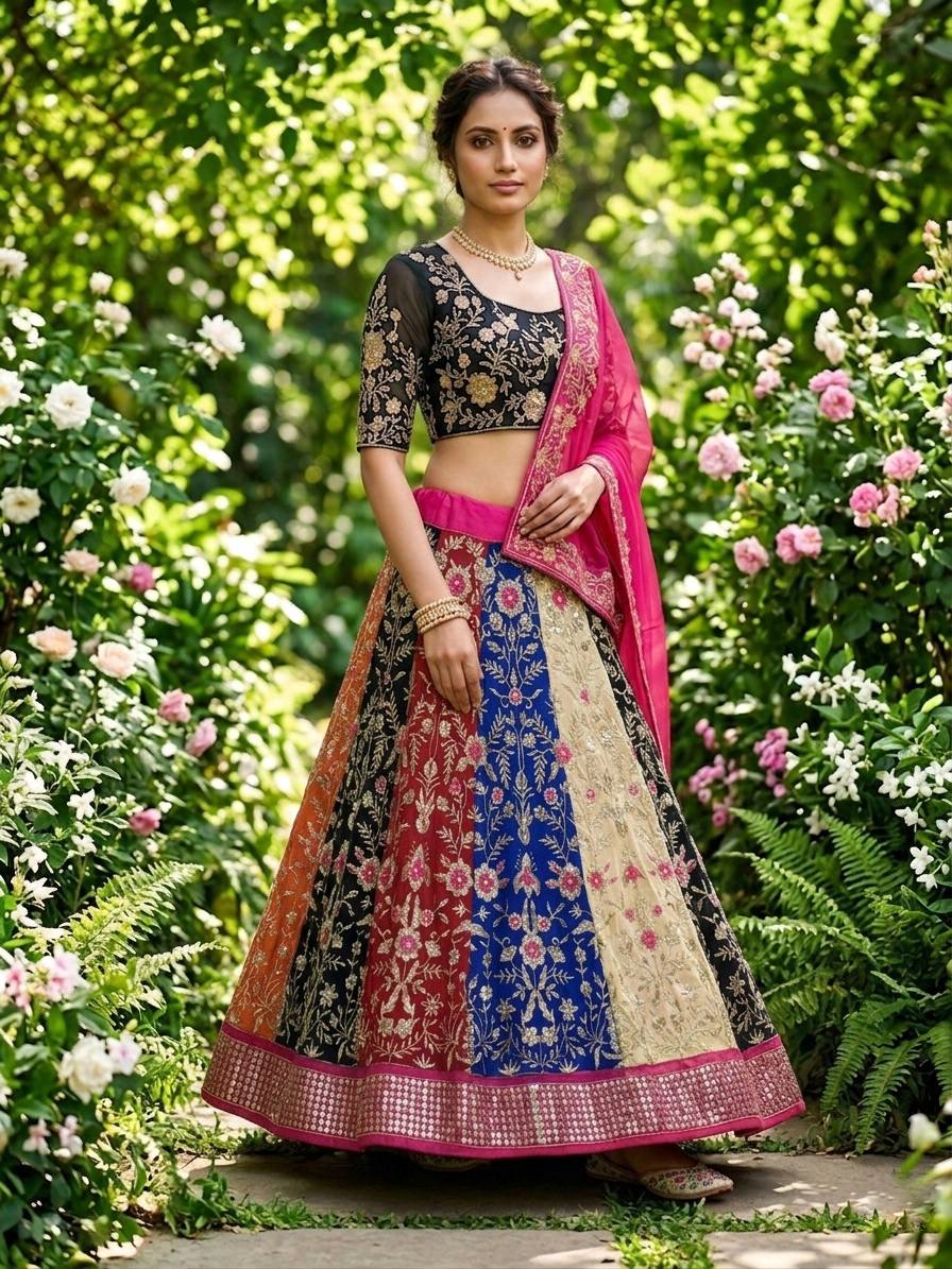 Designer Faux Georgette Sequins Embroidery Lehenga Choli