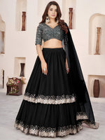 Black Sequin Designer Georgette Lehenga Set