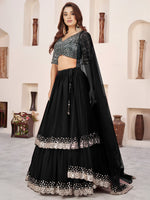 Black Sequin Designer Georgette Lehenga Set