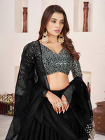 Black Sequin Designer Georgette Lehenga Set