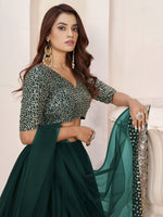 Elegant Green Sequin GeorgetteDesigner Lehenga Set