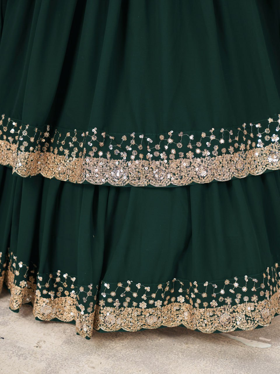 Elegant Green Sequin GeorgetteDesigner Lehenga Set