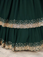 Elegant Green Sequin GeorgetteDesigner Lehenga Set