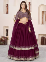 Glamorous Purple Sequin Georgette Designer Lehenga Set
