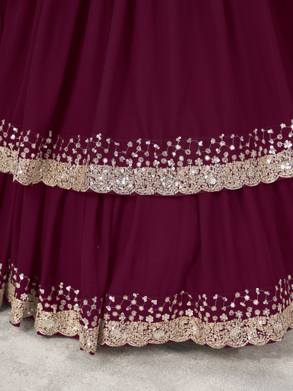 Glamorous Purple Sequin Georgette Designer Lehenga Set