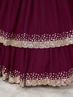 Glamorous Purple Sequin Georgette Designer Lehenga Set