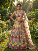 Designer Soft Mono Net Lehenga Choli with Heavy Sequins Embroidery