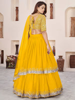 Elegant Yellow Sequin Designer Georgette Lehenga Set