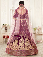 Buy Royal Purple Pure Velvet Bridal Lehenga Choli