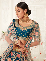 Buy Teal Blue Slub Silk Designer Wedding & FestiveLehenga Choli