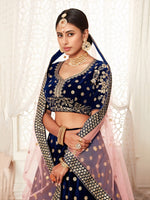 Buy Royal Blue Pure Velvet Bridal Lehenga Choli