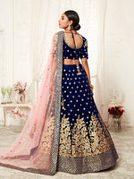 Buy Royal Blue Pure Velvet Bridal Lehenga Choli