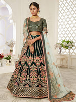 Buy Emerald Green Velvet Designer Wedding Lehenga Choli
