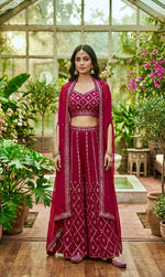 Beautiful Pink Color Designer Western Plazo Set
