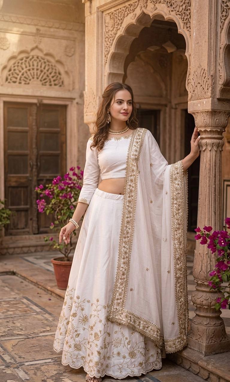 White Color Silk designer Lehenga Choli