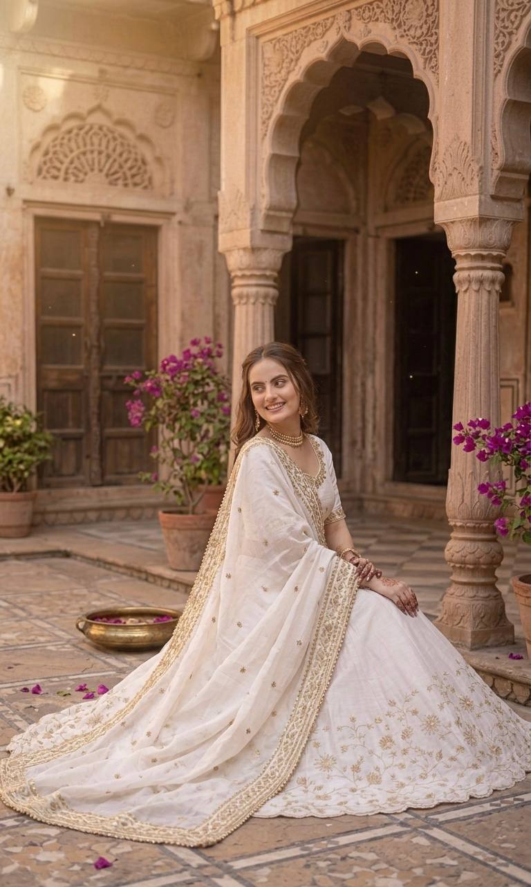 White Color Silk designer Lehenga Choli