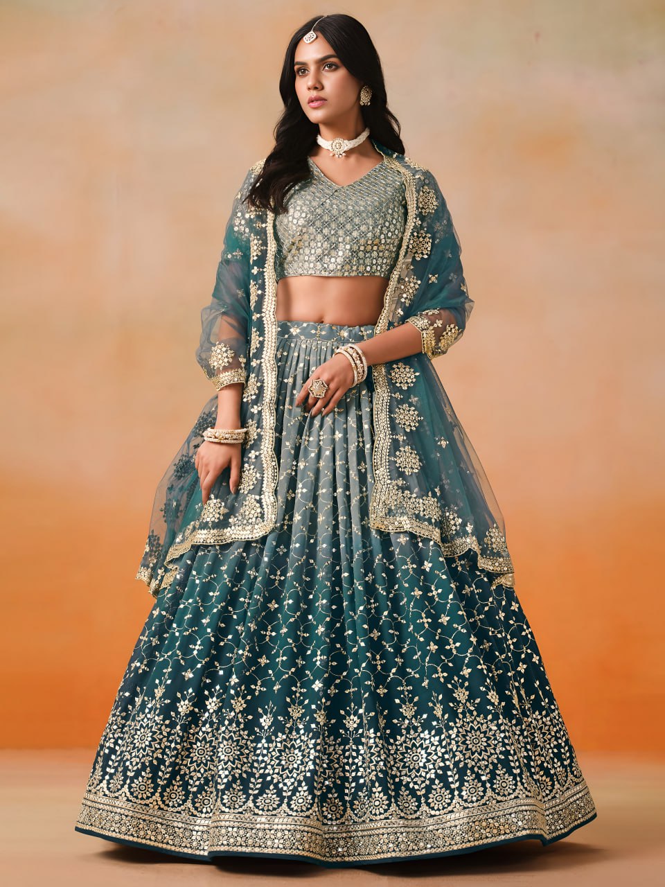 Designer Georgette Embroidered Lehenga Choli