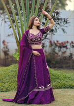 Purple Color Premium ChinonDesigner Lehenga Choli