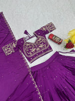 Purple Color Premium ChinonDesigner Lehenga Choli
