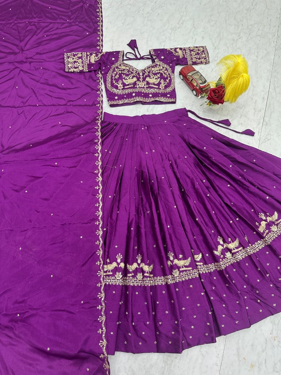 Purple Color Premium ChinonDesigner Lehenga Choli