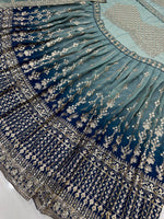 Teal Designer Faux Georgette Lehenga Choli