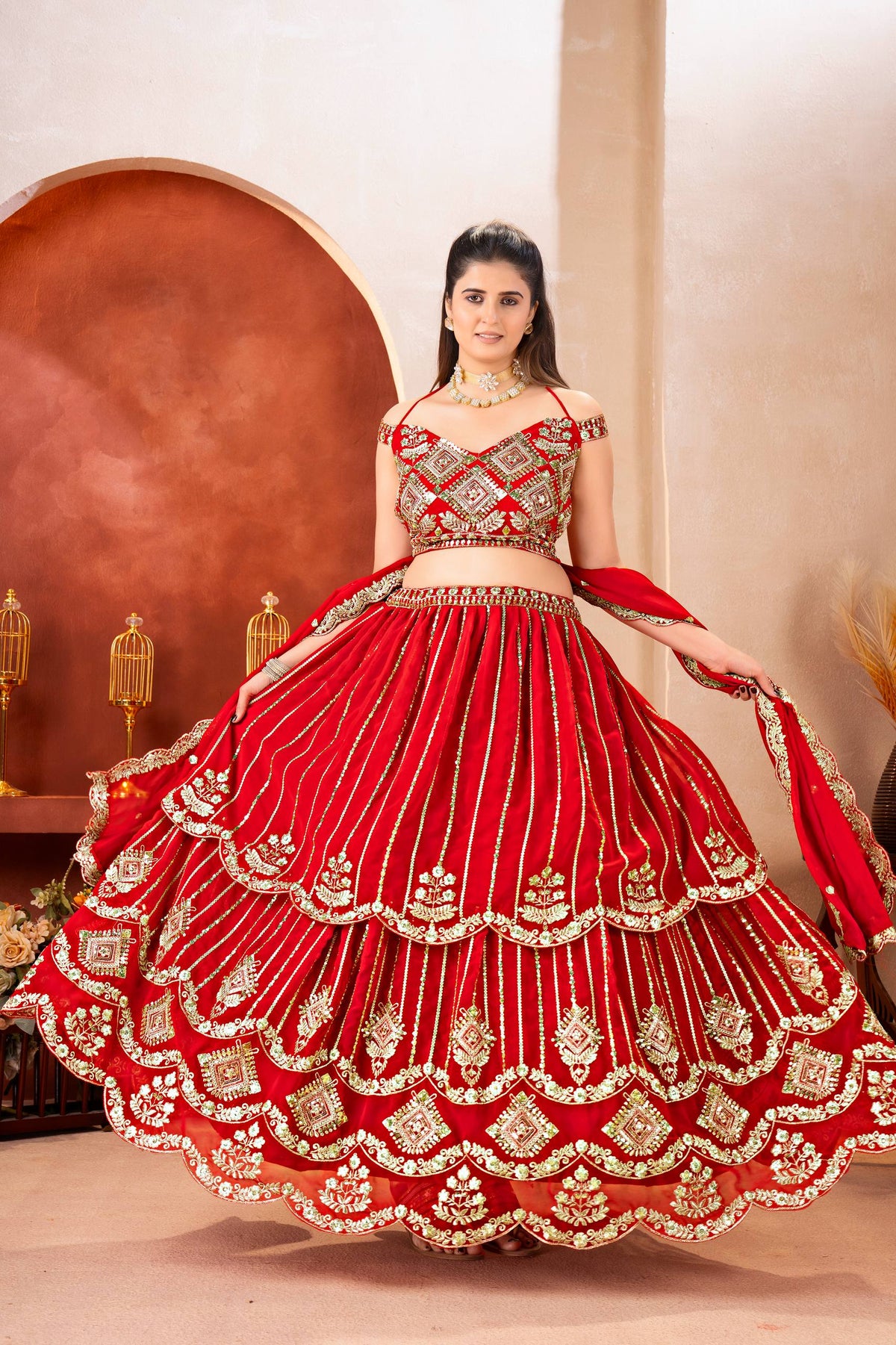 Beautiful Red Color Designer Lehenga Choli