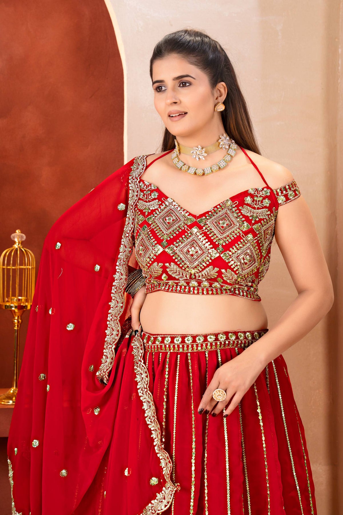 Beautiful Red Color Designer Lehenga Choli