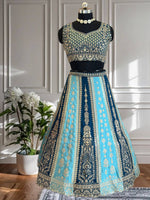 AmazingTeal Blue & Sky Blue Combination Lehenga Choli