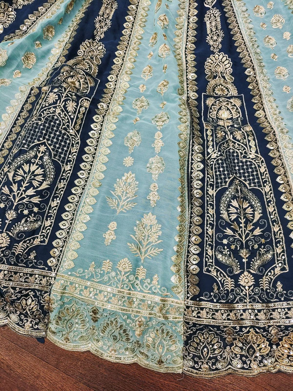AmazingTeal Blue & Sky Blue Combination Lehenga Choli
