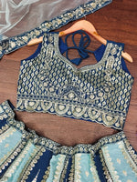 AmazingTeal Blue & Sky Blue Combination Lehenga Choli